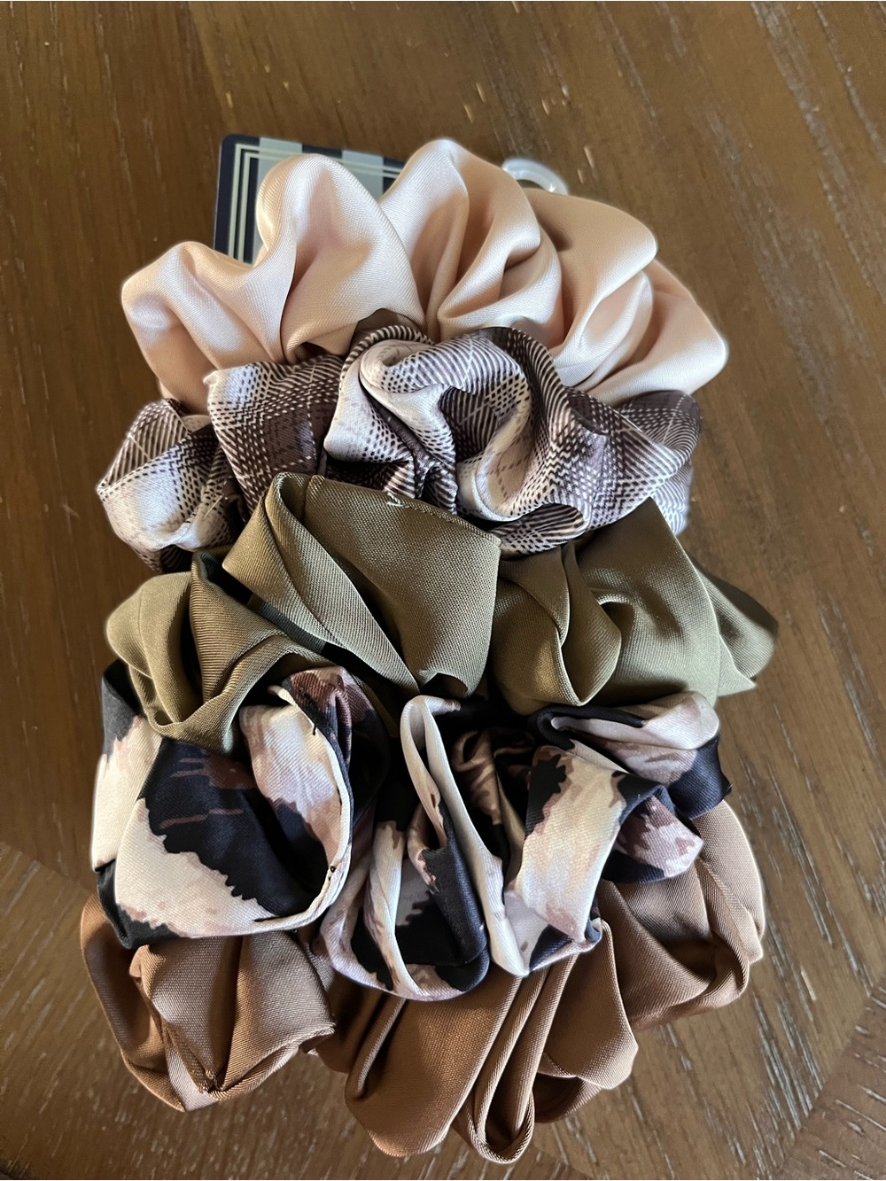 Quality Satin Trendy Neutral Toned Women's Scrunchie Set - 6 Pack